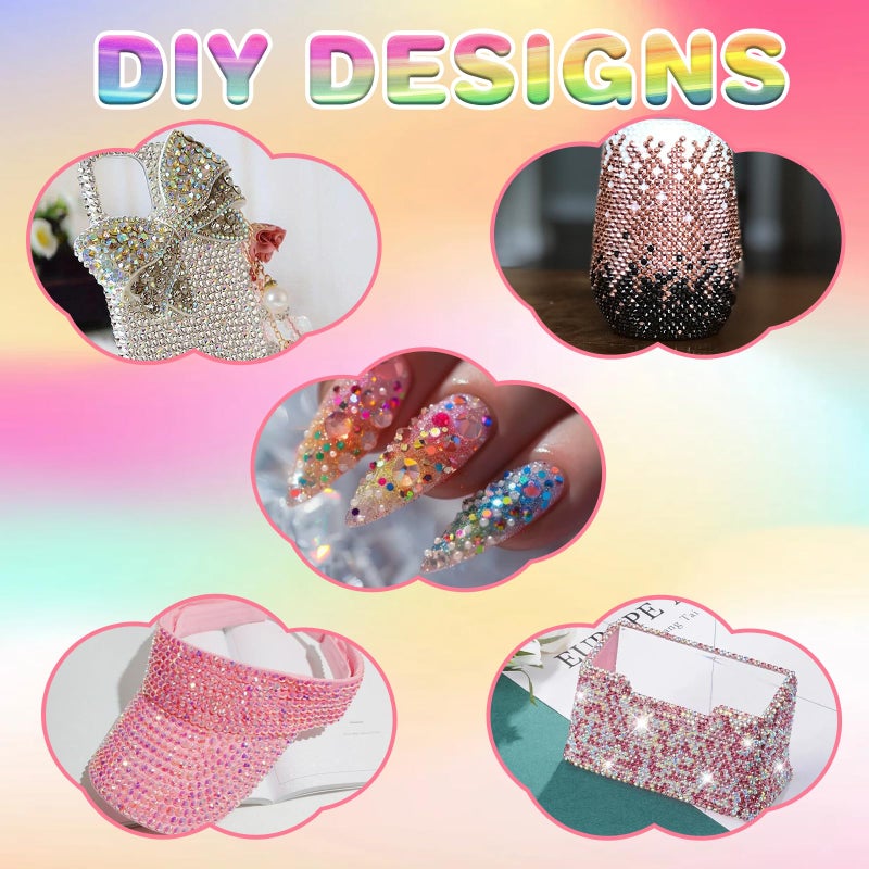 BSummit 3mm Colorful DIY Resin Rhinestone Kit for Bedazzling, Multicolor Flatback Gems, 3Pcs 10ml B7000 Jewelry Glue for Bedazzled Nail Art Clothing Shoes Nail Book Diamond Art (32000) - Image 3