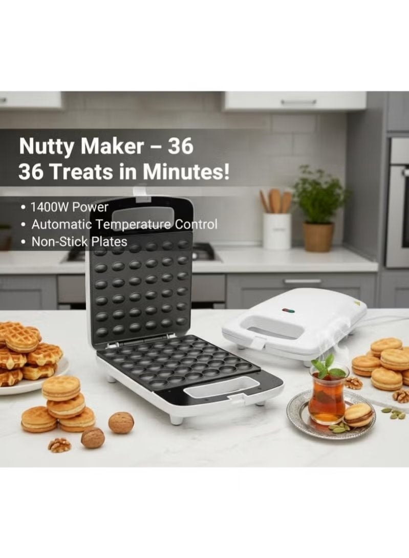 36 PCS Walnut Cookie Maker 1400W Non Stick Electric Nut Cake Machine Fast Heating Double Plate Baking Maker Crispy Shell Maker Easy Clean Kitchen Appliance - Image 3