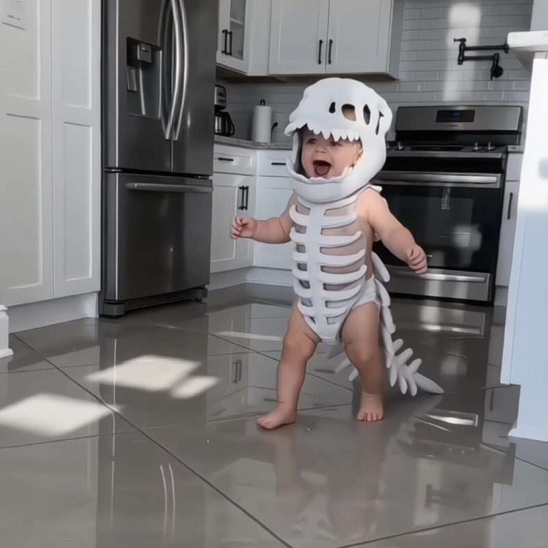 T-Rex Skeleton Plush Hood Hat Toy - Image 3