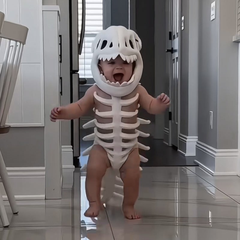 T-Rex Skeleton Plush Hood Hat Toy - Image 2