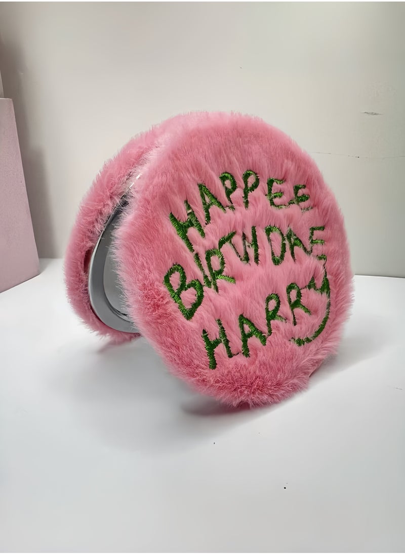 Paraphrase Fluffy Cute Folding Pocket Mirror – Unique Pink Harry Potter Themed Compact Makeup Mirror for Girls, Soft and Portable  - Image 2