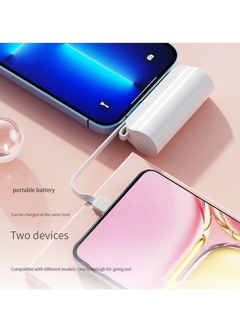 بنك طاقة كبسولة بسعة كبيرة 10000 مللي أمبير في الساعة مزود بكابل مزدوج من Apple وTypec مزود بحامل للهاتف المحمول، بنك طاقة محمول متعدد الوظائف باللون الأبيض - Image 2