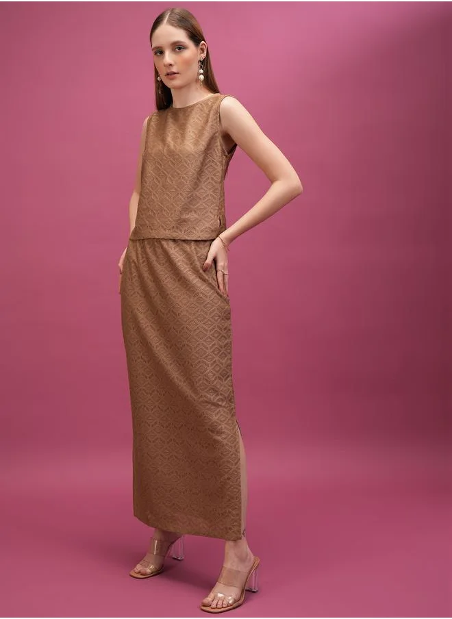 طوكيو توكيز Self Design Crochet Top & Skirt Co-Ords by Styli