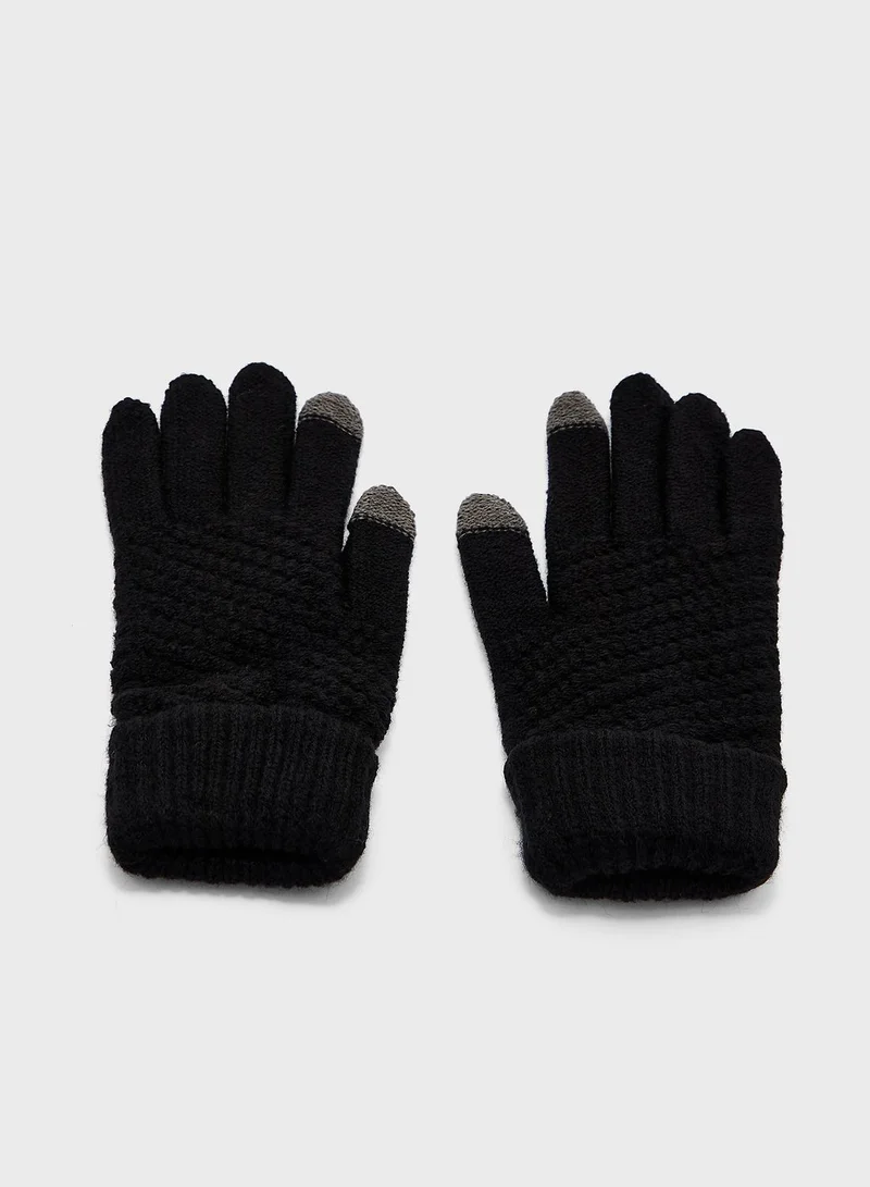 Robert Wood 3 Pack Knitted Winter Beanie , Scarf & Gloves Set