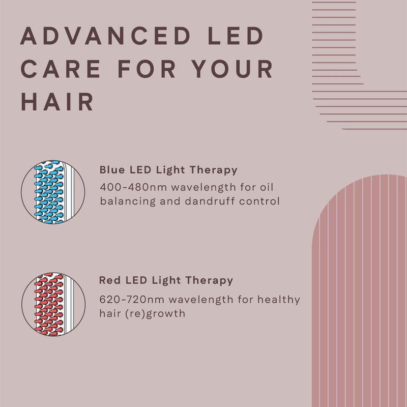 WINSTON Rechargeable Electric LED Comb for Hair Therapy and Growth Red Blue LED Light with Vibration Head Massager Hair Fall Control Scalp Treatment White 1Year Warranty - Image 4
