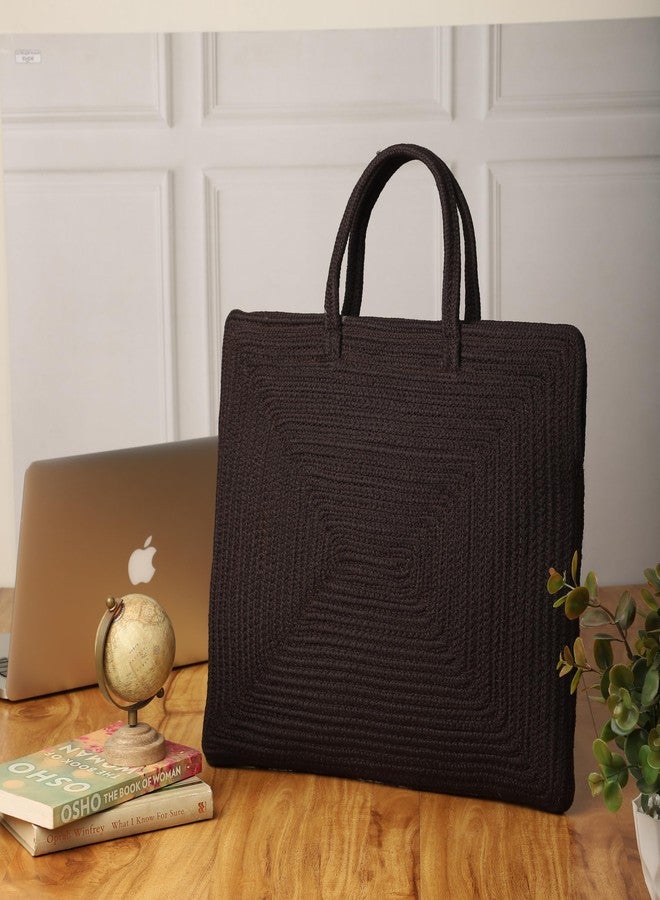 Ariya 16 Inch Laptop Carrying Case (4078 | Coffee) | Handcrafted PP & Cotton Blend Bag, Water-Repellent, Padded Laptop & Tablet Briefcase for Business, Travel, School, Office & Daily Use - Image 5