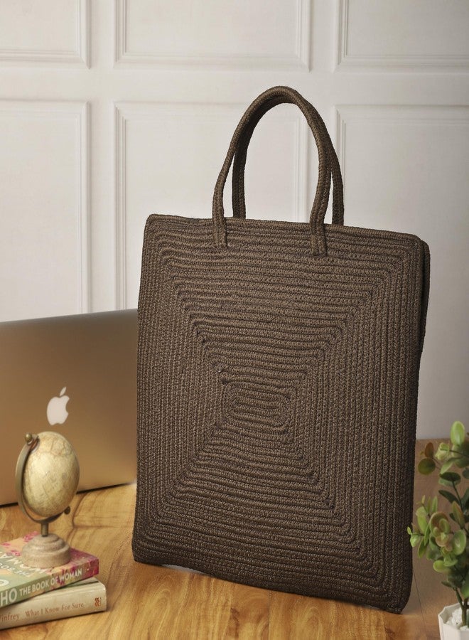 Ariya 16 Inch Laptop Carrying Case (4078 | Coffee) | Handcrafted PP & Cotton Blend Bag, Water-Repellent, Padded Laptop & Tablet Briefcase for Business, Travel, School, Office & Daily Use - Image 2