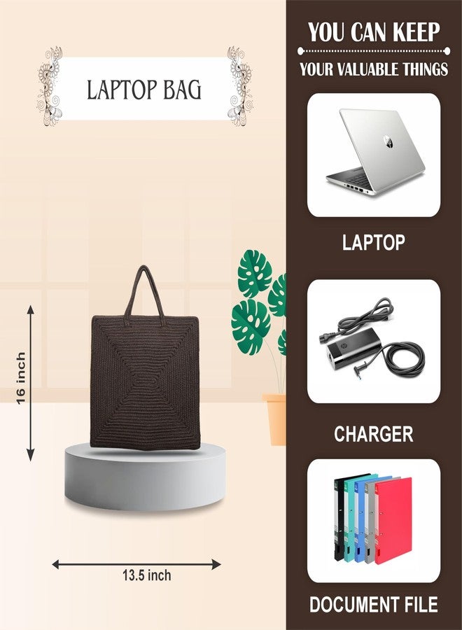 Ariya 16 Inch Laptop Carrying Case (4078 | Coffee) | Handcrafted PP & Cotton Blend Bag, Water-Repellent, Padded Laptop & Tablet Briefcase for Business, Travel, School, Office & Daily Use - Image 3