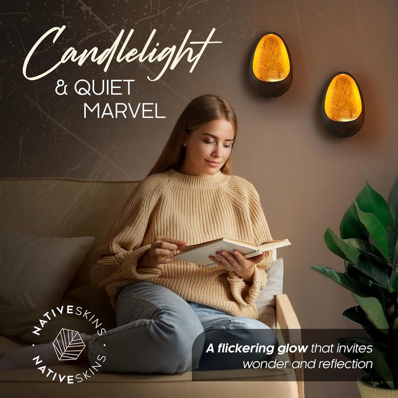 NativeSkins Ember Metal Wall Candle Sconce Set of Two Wall Candle Holders - Set of 2 Handcrafted Decorative Tea Light Sconces for Living Room Gold Tea Holder - Image 2