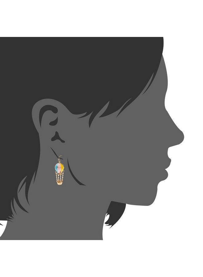 LUREME Colorful Enamel Hot Air Balloon Chained Basket Gold Tone French Hook Dangle Earrings 2002344-1 - Image 4