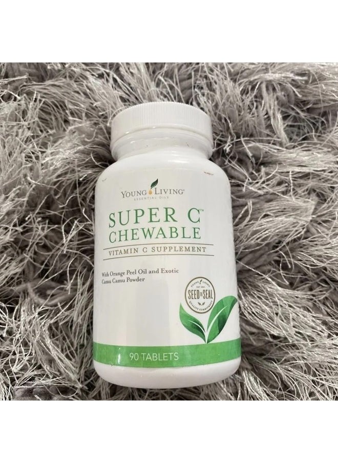 Young Living Super C Chewable Tablets 90ct - Vitamin C Supplement with Blend of Camu Camu, Acerola, Cherry, and Rose Hip Fruit Powder and Orange Premium Essential Oil  - Image 3