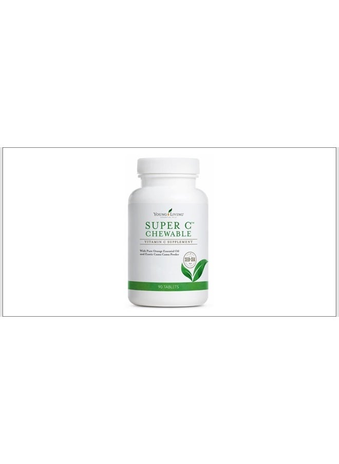 Young Living Super C Chewable Tablets 90ct - Vitamin C Supplement with Blend of Camu Camu, Acerola, Cherry, and Rose Hip Fruit Powder and Orange Premium Essential Oil  - Image 1