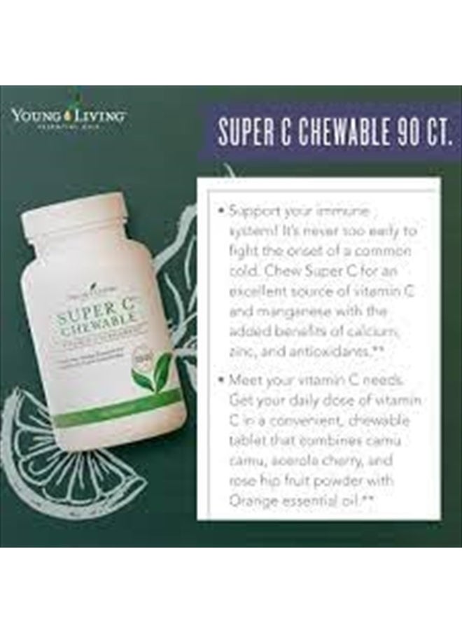 Young Living Super C Chewable Tablets 90ct - Vitamin C Supplement with Blend of Camu Camu, Acerola, Cherry, and Rose Hip Fruit Powder and Orange Premium Essential Oil  - Image 4