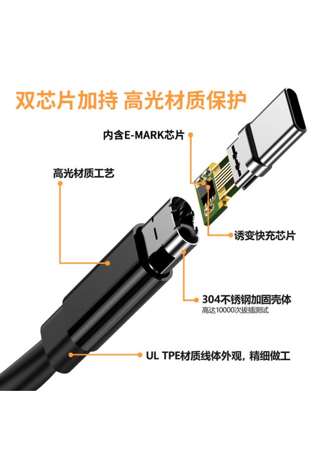 Typec To Lenovo Notebook Computer Square Mouth With Needle Thinkpad X1 Power Pd100w Fast Charging Line - Image 3