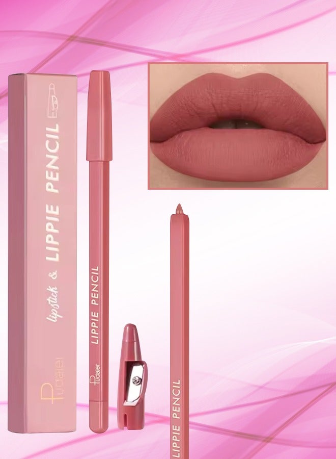 pudaier قلم شفاه لبيبي مع مبراة قلم تحديد شفاه ناعم سهل الاستخدام مكياج شفاه قلم تحديد شفاه غير لامع مقاوم للماء يدوم طويلاً مكياج تحديد الشفاه مجموعة شفاه كاملة اللون 06 - Image 1