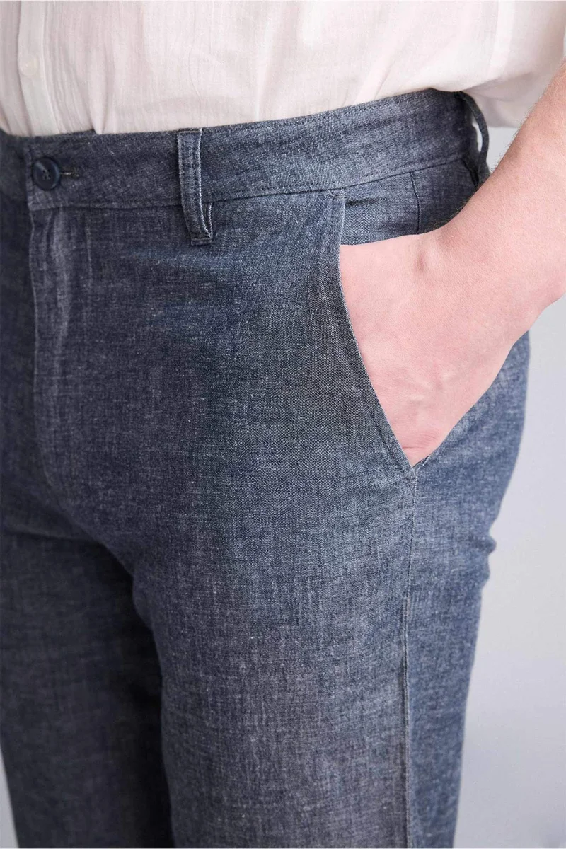 Defacto  Regular Fit Linen Trousers for Men | Best Price UAE