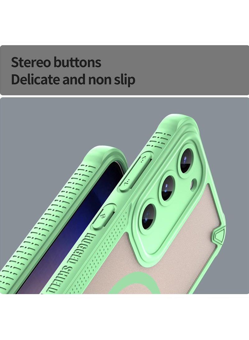 Cover For Samsung Galaxy S23 Armor Glaze MagSafe Magnetic Phone Case Raised edges around the screen and camera lens help prevent scratches - Green - Image 4