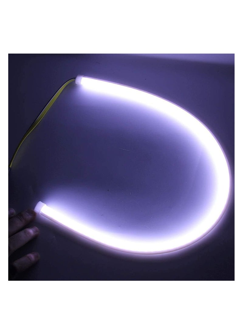 Generic - Flexible car LED light strip, 2 pieces, 24 inches, mounted on the surface of the headlights, dual-color white daylight and yellow/amber light (sequential flow) - Image 1