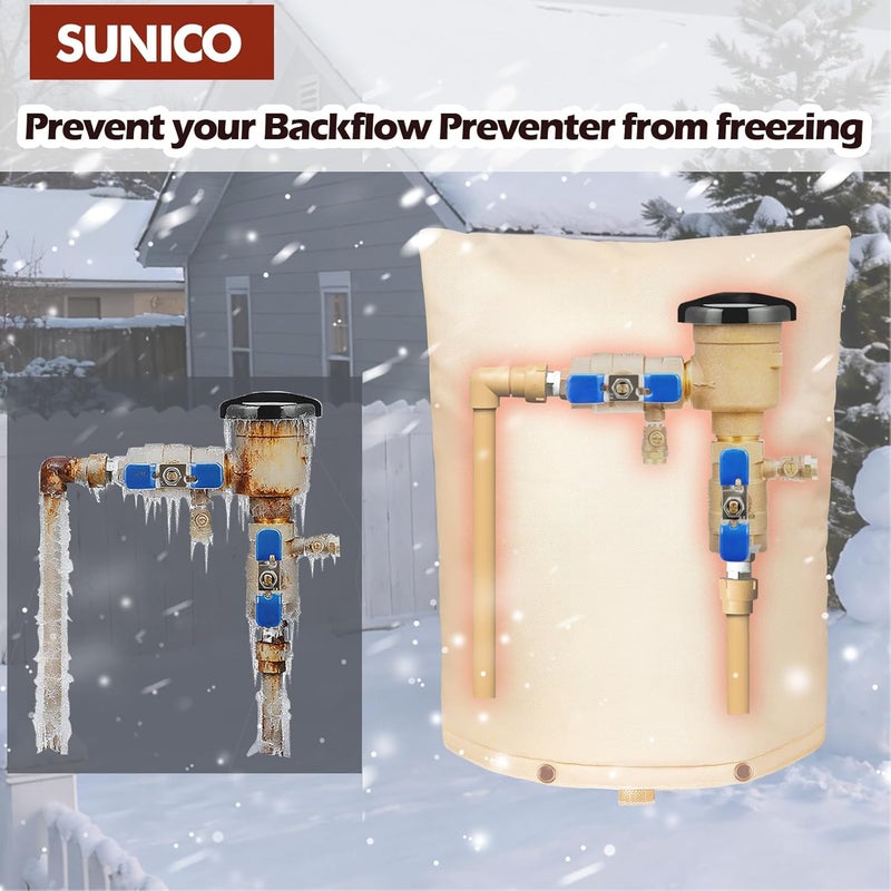 SUNICO Backflow Preventer Insulation Cover (5°F) - 5-Layer Upgrade Insulated Design Sprinkler Covers for Outside,16" W X 20" H, Backflow Insulation Cover for Sprinkler Valve ,Winter Freeze Protection - Image 3