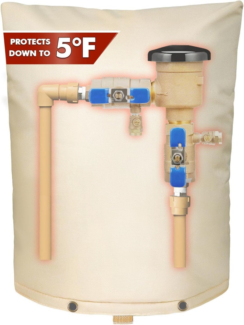 SUNICO Backflow Preventer Insulation Cover (5°F) - 5-Layer Upgrade Insulated Design Sprinkler Covers for Outside,16" W X 20" H, Backflow Insulation Cover for Sprinkler Valve ,Winter Freeze Protection - Image 1