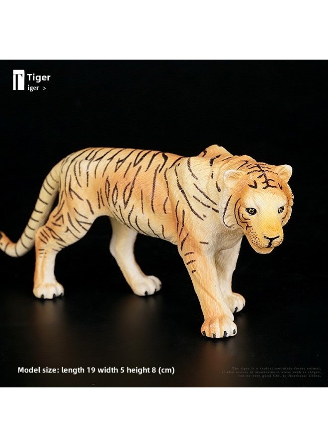 Children's Simulation Wildlife Model Play House Giraffe Elephant Tiger Lion Leopard Toy Cognitive Ornaments-Color:Tiger - Image 1
