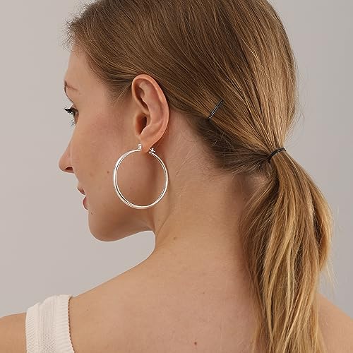 OOOPEL 4mm Thick Gold Chunky Hoop Earrings - Sterling Silver Post, Hollow Tube, Hypoallergenic Lightweight Large Hoops For Women - 20/30/40/50/60MM - Image 3