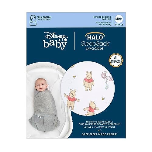 HALO Disney Baby 100 Cotton Sleepsack Swaddle 3Way Adjustable Wearable Blanket TOG 15 Winnie Rainbows Newborn 03 Months - Image 3