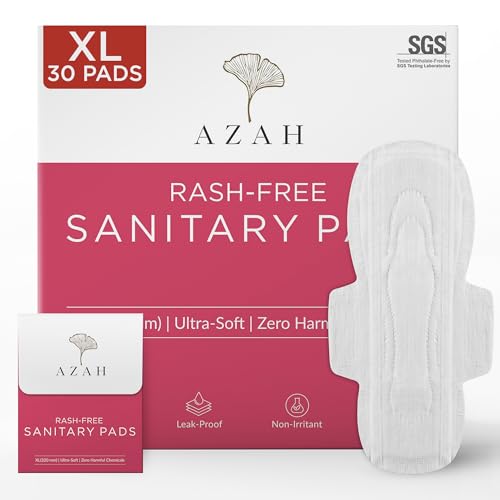 AZAH Sanitary Pads for Women XL [Pack of 30] 100% Rash-Free sanitary napkins | 3x More Absorption, Cottony Soft and Dry Top Cover for heavy Flow | Leak-Proof | With Disposable Bag - Image 1