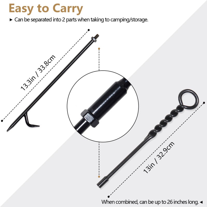 CKLT Fire Poker for Fire Pit Outdoor, 26inch Twisted Rope Design Camping Fireplace Poker, Removable and Portable Fire Pit Accessories, Heavy Duty Solid Steel Fireplace Tool Rust-Resistant Black Finish - Image 3
