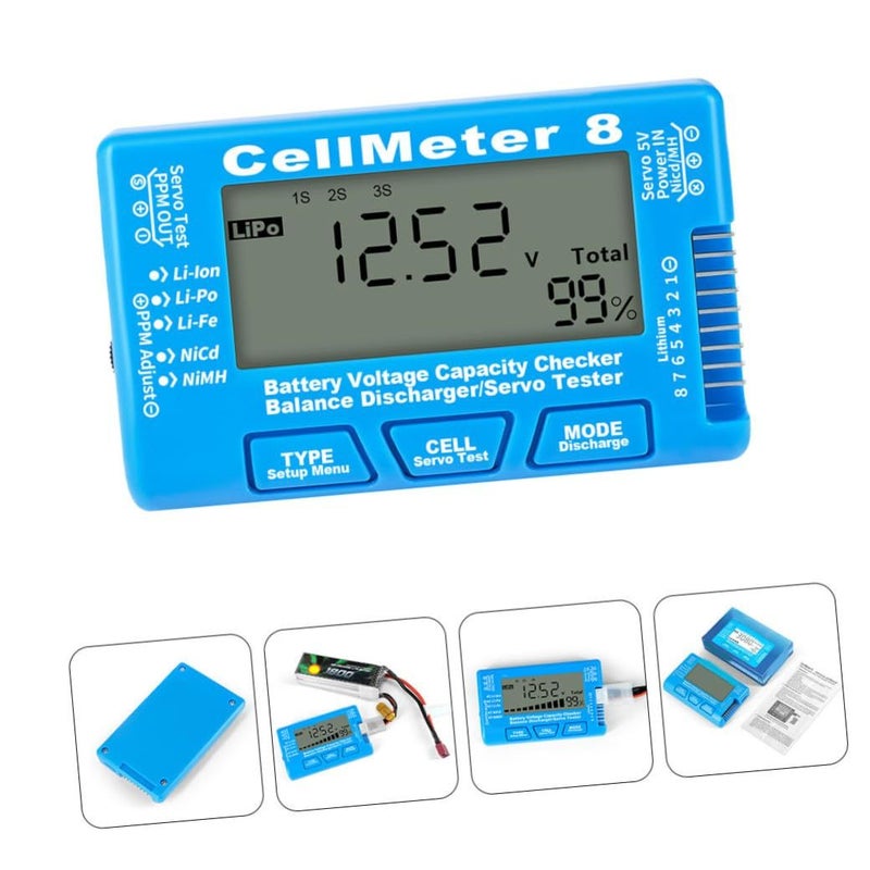 جهاز اختبار جهد البطارية المحمول بشاشة LCD لبطاريات الليثيوم أيون والليثيوم بوليمر و NiMH مع إضاءة خلفية زرقاء - Image 5