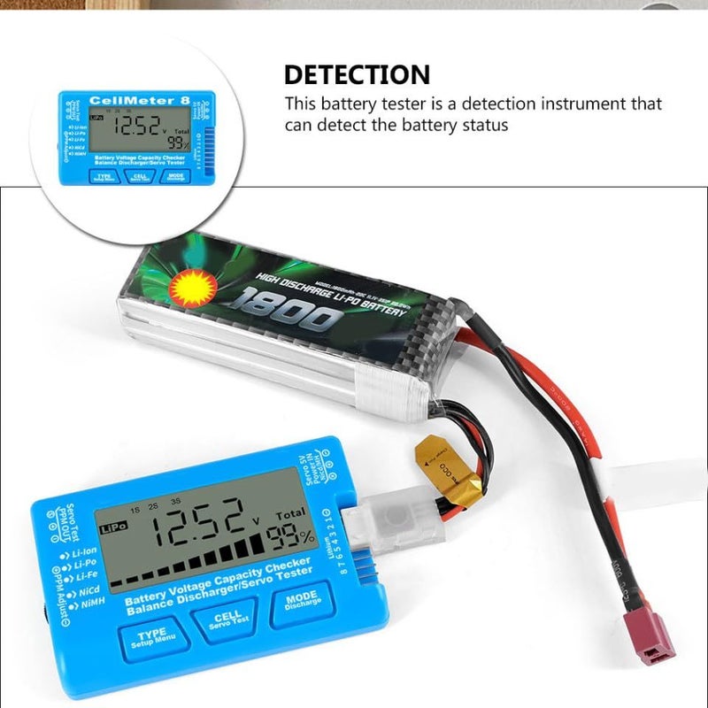 جهاز اختبار جهد البطارية المحمول بشاشة LCD لبطاريات الليثيوم أيون والليثيوم بوليمر و NiMH مع إضاءة خلفية زرقاء - Image 4