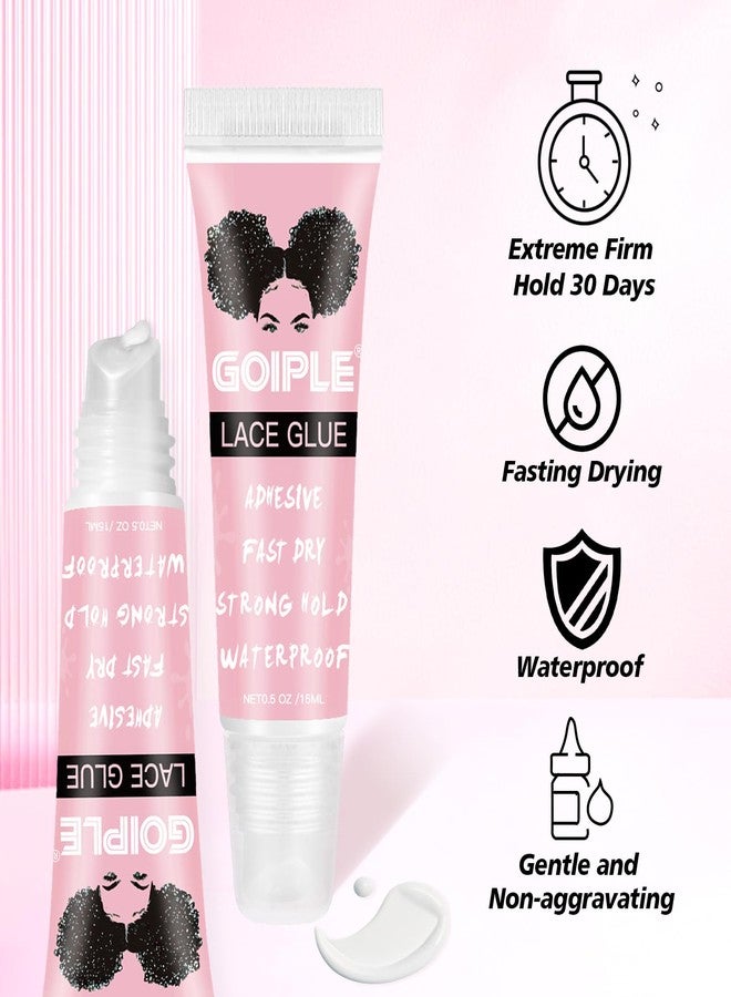 Goiple Wig Glue for Lace Front Lace Wigs, 0.5 OZ Waterproof Lace Front Wig Glue for Wigs, Strong Hold Transparent Adhesive for Hair Replacement Invisible Hair Bonding Wig Adhesive (4PCS) - Image 3
