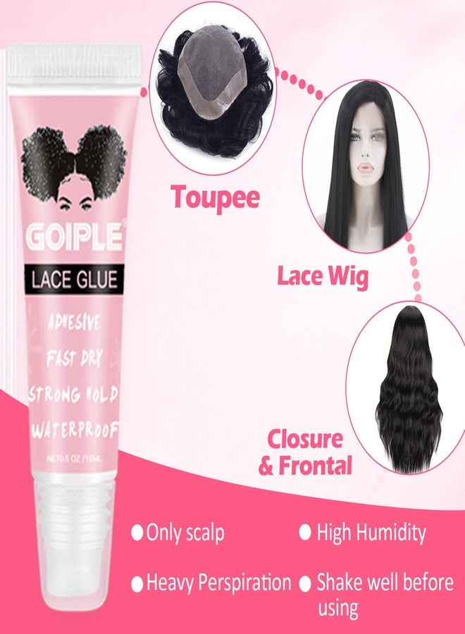 Goiple Wig Glue for Lace Front Lace Wigs, 0.5 OZ Waterproof Lace Front Wig Glue for Wigs, Strong Hold Transparent Adhesive for Hair Replacement Invisible Hair Bonding Wig Adhesive (4PCS) - Image 4
