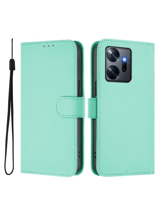 Zaboon Case For Infinix Zero 20 Skin Feel Solid Color Leather Phone Case with Lanyard - Image 2