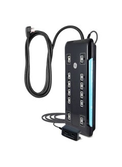 GE GE UltraPro 12 Outlet Surge Protector, Tethered 2 USB Ports, 8 Ft Power Cord, 4320 Joules, Flat Plug, Power Filter, Circuit Breaker, Warranty, UL Listed, Black, 11824  - Image 1