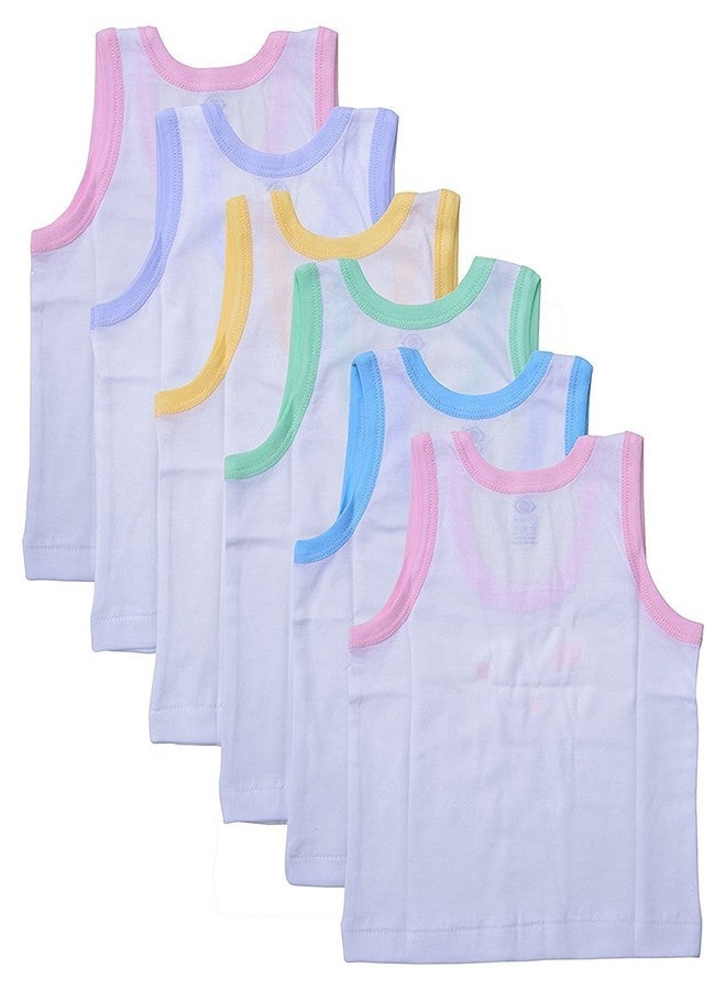 GOOD LUCK Goodluck Nonibud New Born Baby Kids Inner Wear Baniyan Unisex Printed Cotton Baby Sando Regular Fit Vest Cotton Housiery With Cartoon Print Pack Of 6 Pcs (Baby White Print, 3-6 Months) - Image 2