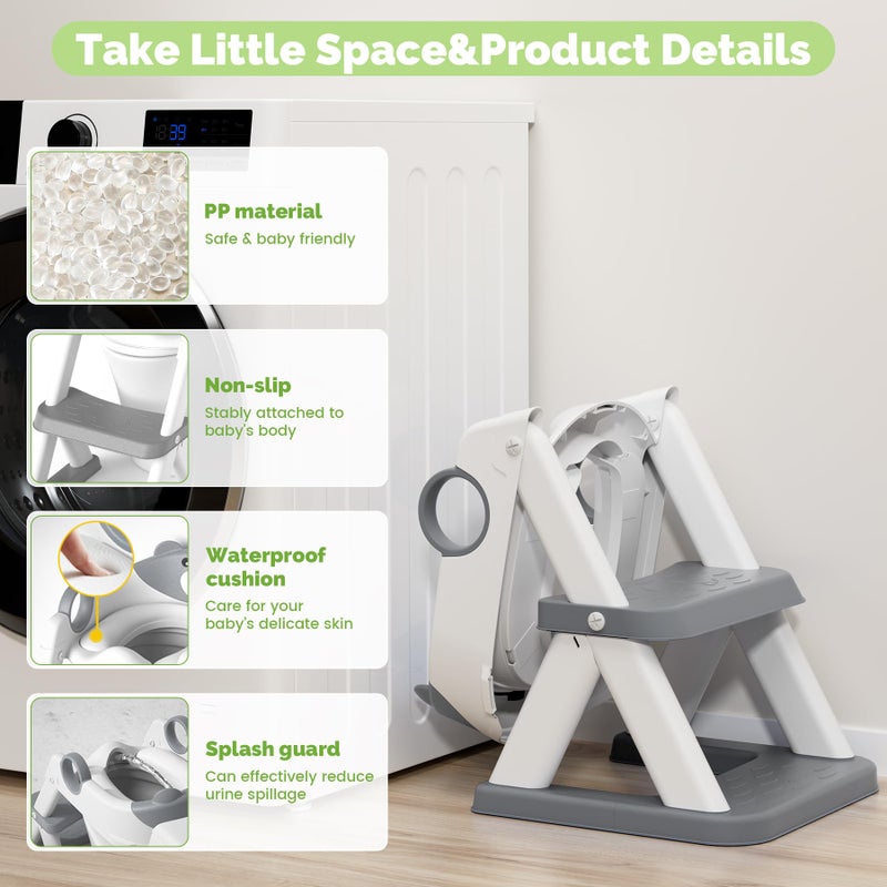 COOSEYA Toilet Seat, Potty Training Seat for Toddler, Upgraded 2-in-1 Potty Toilet Training for Boys and Girls,Waterproof Cushioned Mat with Non-slip Step Stool - Image 2