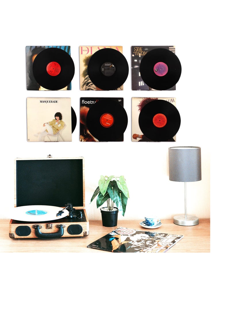 SYOSI NALACAL Clear Vinyl Record Shelf Wall Mount 6 Pack,vinyl holder wall,Acrylic Album Record Holder Display Your Daily LP Listening in Office Home (Clear) - Image 2