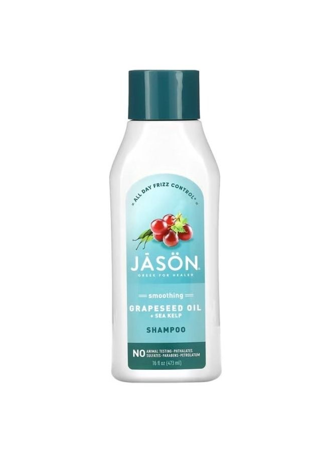 Jason Natural - Jason Natural, Smooth Shampoo, Grapeseed Oil + Sea Kelp, 16 fl oz (473 ml) - Image 1
