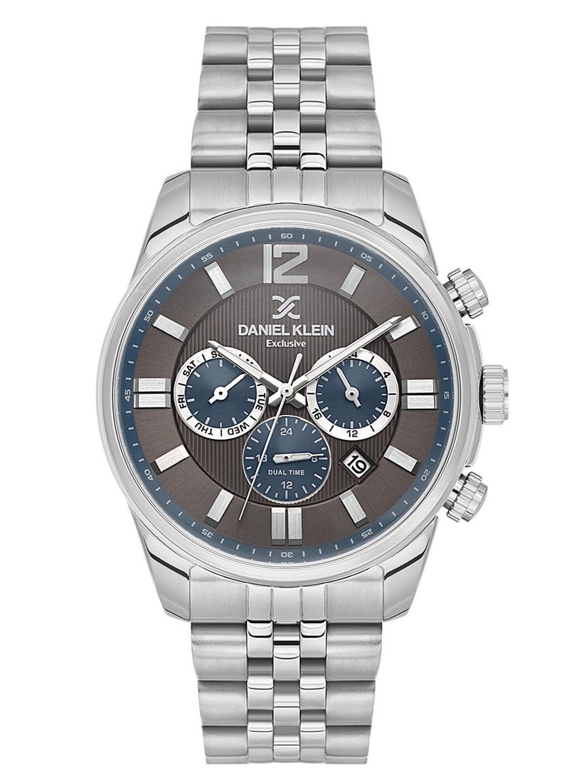 DANIEL KLEIN Men's Stainless Steel Silver Alloy Case Analog Black Round Emboss Dial Japanese Quartz Exclusive 50 Meters Water Resistant - Image 1