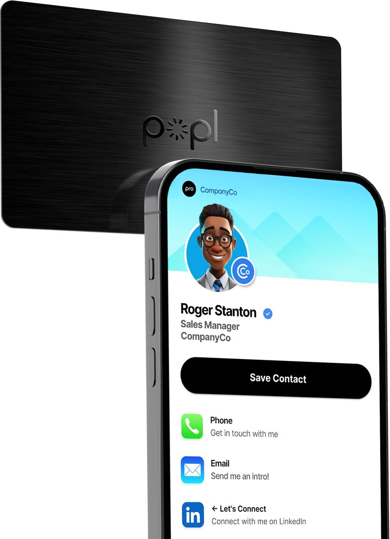 Popl Authentic Patented Popl Card™ (Avoid Fake Knockoffs) - Smart NFC Networking Card - Simply Tap to Exchange Contact Info, Capture Leads, & Manage Contacts (Limited Edition Black Lux) - Image 1