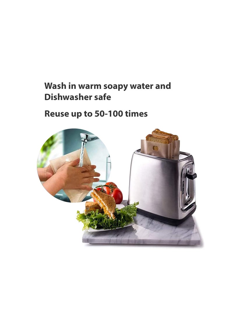 SYOSI أكياس محمصة غير لاصقة، 100% خالية من BPA والجلوتين، قابلة لإعادة الاستخدام ومقاومة للحرارة، أكياس توست فاخرة لساندويتشات الجبنة المشوية، بيتزا، بانيني، سهلة التنظيف، الأكثر أمانًا في السوق (8 قطع)(بيج) - Image 4