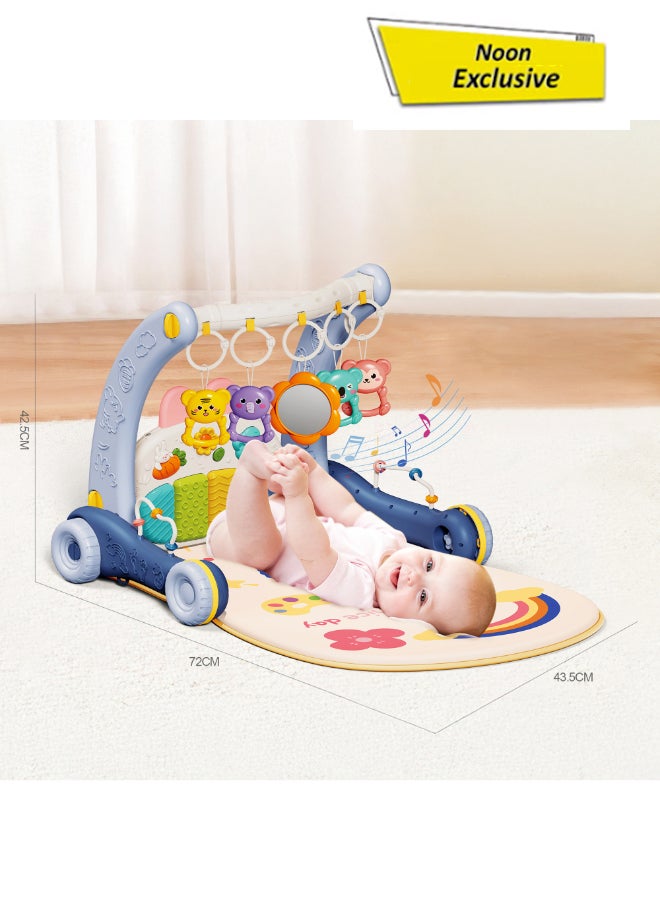 COGNIKIDS سجادة لعب للأطفال 2 في 1 ومشاية مع بيانو مزدوج الجوانب | صالة نشاط موسيقية مع عرض نجوم ولوحة قابلة للتعديل | مفاتيح ملونة مضيئة للأطفال حديثي الولادة والأطفال الصغار - Image 1