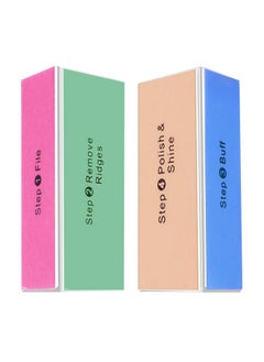 SKYPIA SKYPIA 2 Packs 4 Way Nail Buffer Block Nail Files and Buffers, Smooth & Buff & Shine Professional Nail Files (2 Counts)  - Image 1