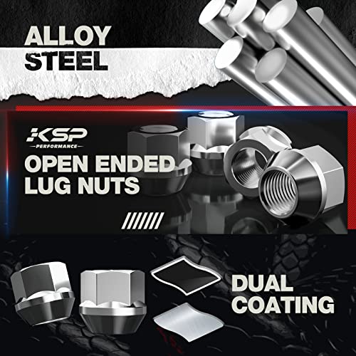 KSP PERFORMANCE KSP 1/2-20 Lug Nuts Open End, 20PCS 1/2x20 Aftermarket Wheel Lug Nut for Grand Cherokee Commander Liberty Wrangler Crown Victoria Mustang Ranger, 19mm Hex 21mm Height for Truck/Tuner Aftermarket Rims - Image 3