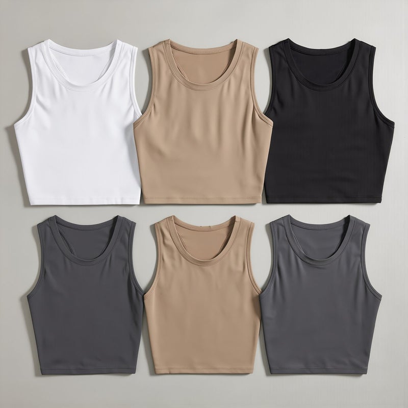 Yoga Tank Top Buttery Soft Fabric Removable Pads Back Twist Crop Top S White - Image 5