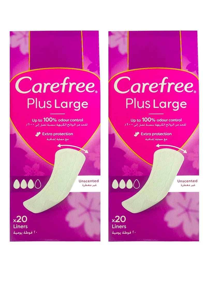 Carefree Two Pieces of Panty Liners Large Unscented - 20 Pads - Image 1