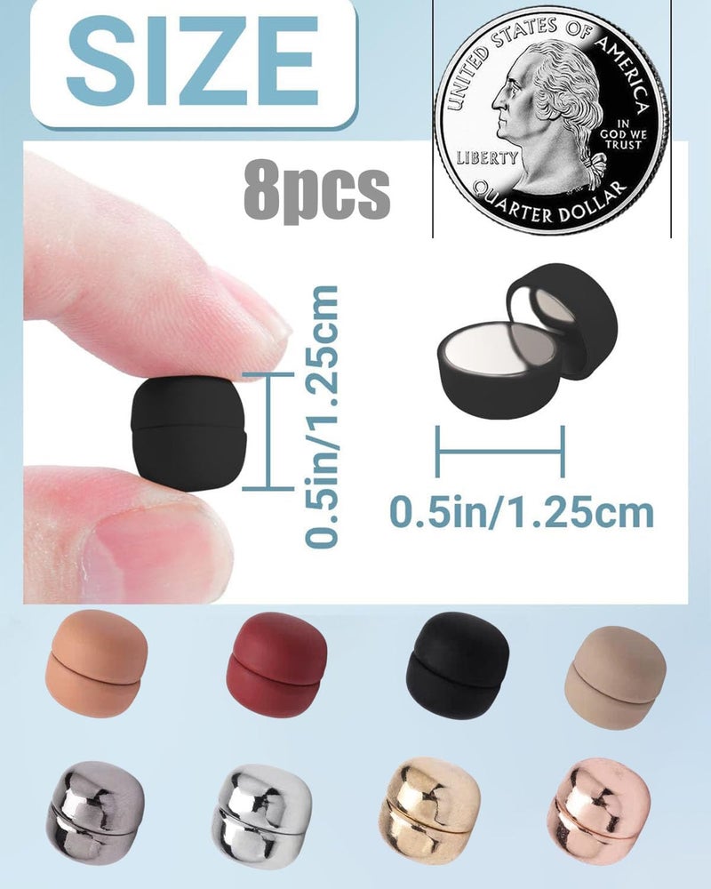 KalamkariX 8 Pairs Hijab Magnets, Magnetic Pins for Women, Clip, Hold for Headscarves and Hats, Magnetic Scarf Buttons, Elegant Design in Gold, Rose Gold, Silver, Gunmetal, Black, Khaki, Red, Pink - Image 2