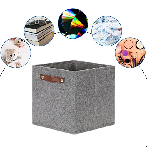 DULLEMELO 11x11 Cube Collapsible Fabric Storage Bins for Shelf Organizing, Toy Square Bins, Kids Clothes Closet Baskets Storage, for Bedroom, Living Room, Dorm(Gray-4 Pack) - Image 5
