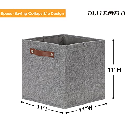 DULLEMELO 11x11 Cube Collapsible Fabric Storage Bins for Shelf Organizing, Toy Square Bins, Kids Clothes Closet Baskets Storage, for Bedroom, Living Room, Dorm(Gray-4 Pack) - Image 4